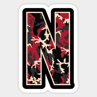 Initial Capital Letter N Camo Alphabet Gift Women Men Kids Sticker